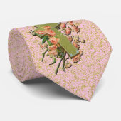 Kruis met roze bloemen op het goudkleurige roze St Stropdas (Opgerold)