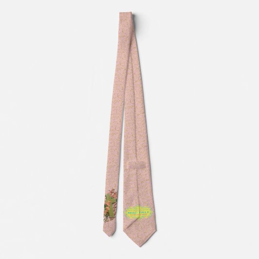 Kruis met roze bloemen op het goudkleurige roze St Stropdas (Achterkant)