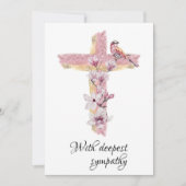 Kruis met roze magnolias sympathie kaart (Voorkant)