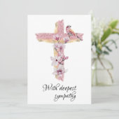 Kruis met roze magnolias sympathie kaart (Staand voorkant)