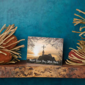 Kruis met Shining Sun Tafeltop Plaque met Ezel Fotoplaat (Zijkant)