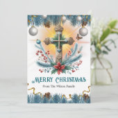 Kruis met snoep Canes en Poinsettia, Kerstmis Feestdagenkaart (Staand voorkant)