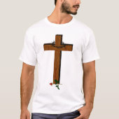 Kruis met thorn adem en een rode roze t-shirt (Voorkant)