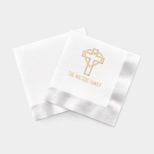 Kruis met Verstrengelde Hart Familienaam Folie Servetten