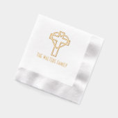 Kruis met Verstrengelde Hart Familienaam Folie Servetten (Links)