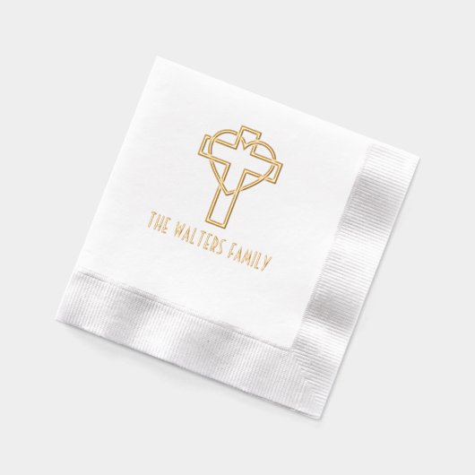 Kruis met Verstrengelde Hart Familienaam Folie Servetten (Links)