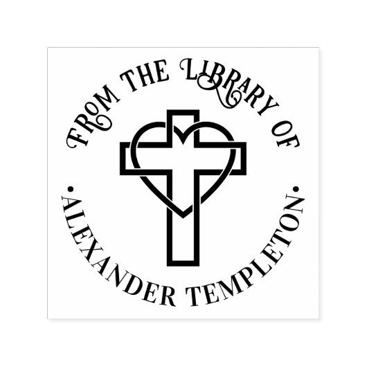 Kruis met verstrengelde hart “Uit de bibliotheek v Zelfinktende Stempel (Design)