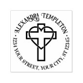 Kruis met verweven hartnaam retouradres  zelfinktende stempel (Design)