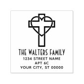 Kruis met verweven hartnaam retouradres  zelfinktende stempel (Design)