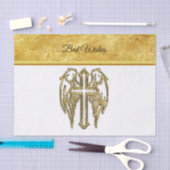 Kruis met vleugels en wit en goudfolie tissuepapier (Craft)