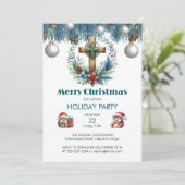 Kruis met Winter Blue accenten Kerstmis Kaart (Staand voorkant)