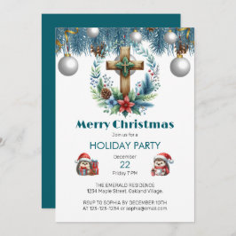 Kruis met Winter Blue accenten Kerstmis Kaart