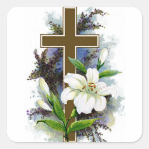 Kruis met Witte Bloemen Sticker