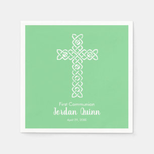 Kruis   Mint Green Commune Baptism Christening Servet