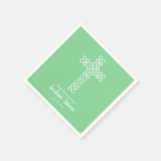 Kruis | Mint Green Commune Baptism Christening Servet (Hoek)