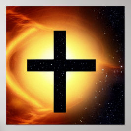 Kruis omringd door sterren in Fire Nebula Poster