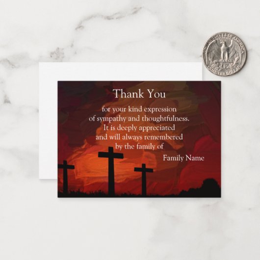 Kruis op Abstracte achtergrond Bedankt Card Notitiekaartje (Voorkant / Achterkant in situ)