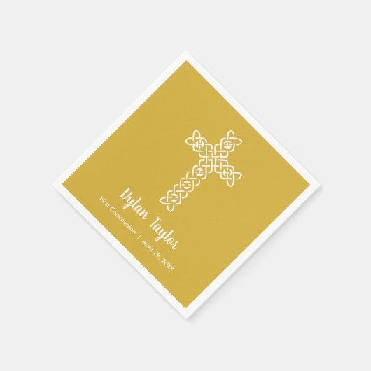 Kruis op Bright Gold communie doop doopsel Servet (Hoek)
