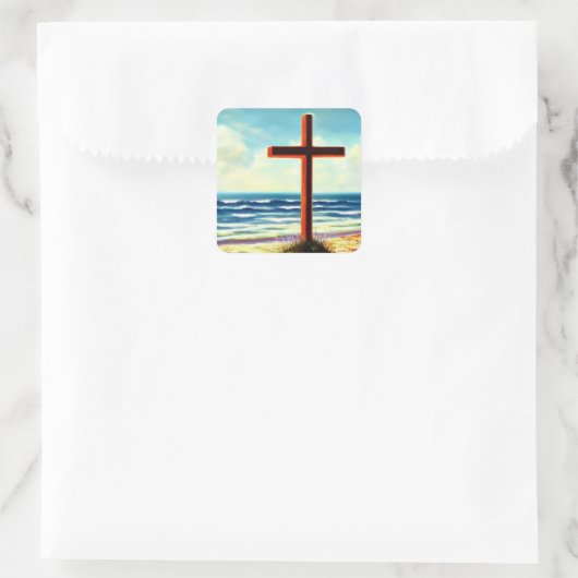 Kruis op de Beach Sticker (Tas)