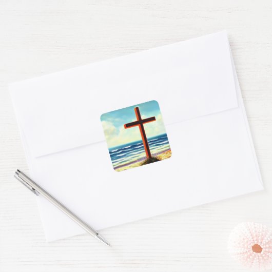 Kruis op de Beach Sticker (Envelop)