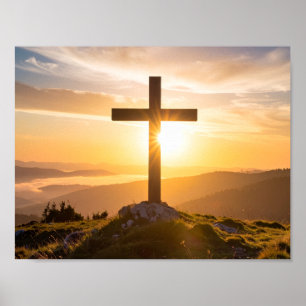 Kruis op een heuvel poster