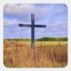 Kruis op het platteland Notitiekaart Vierkante Sticker