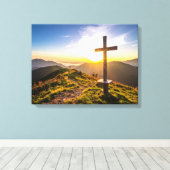 Kruis op heuvel canvas afdruk (Insitu (Houten vloer))