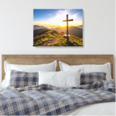 Kruis op heuvel canvas afdruk (Insitu (Slaapkamer))