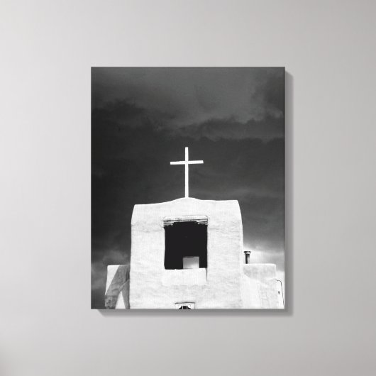 Kruis op oudste kerk, San Miguel, Santa Fe, Canvas Afdruk (Voorkant)