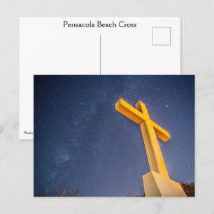 Kruis op Pensacola Beach met melkweg Briefkaart