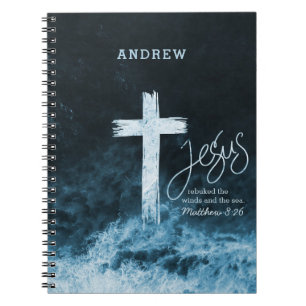 Kruis op Raging Water Schriftvers Gepersonaliseerd Notitieboek
