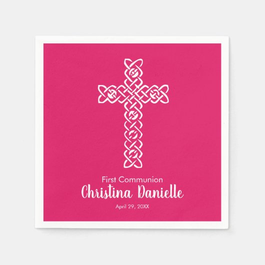 Kruis op Ruby Pink | Communauteit Baptism Christen Servet (Voorkant)
