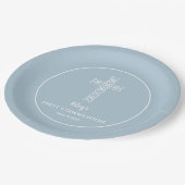 Kruis op staal Blauwe Communie Doopsel Papieren Bordje (Gekanteld)