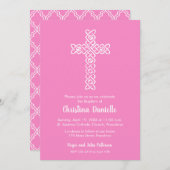 Kruis op Taffy Pink Religieuze Uitnodigingen (Voorkant / Achterkant)