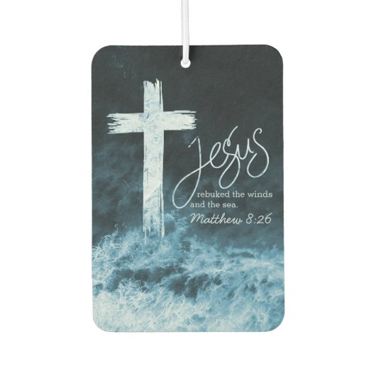 Kruis op Water Donkerblauwe Bijbel Luchtverfrisser (Voorkant)