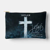 Kruis op Water Donkerblauwe Schrift Gepersonalisee Etui (Voorkant)