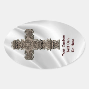 Kruis op witte vlek ovale sticker