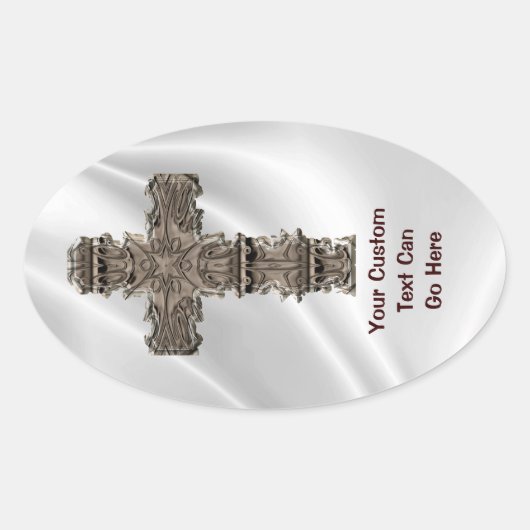 Kruis op witte vlek ovale sticker (Voorkant)