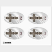 Kruis op witte vlek ovale sticker (Vel)