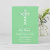 Kruis over Mint Green Baptism, Christening Invites (Staand voorkant)