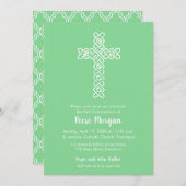 Kruis over Mint Green Baptism, Christening Invites (Voorkant / Achterkant)