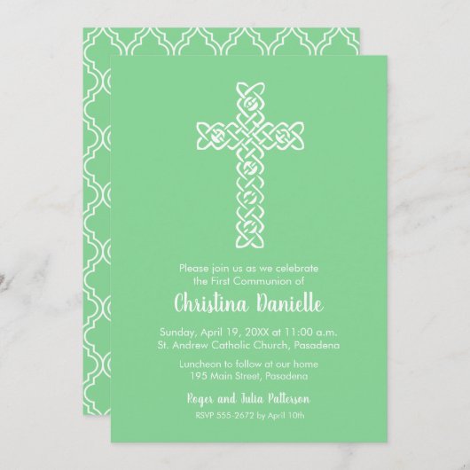 Kruis over Mint Green First Community nodigt uit (Voorkant / Achterkant)