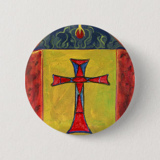 Kruis over Snake Medieval Style Cross Design Ronde Button 5,7 Cm