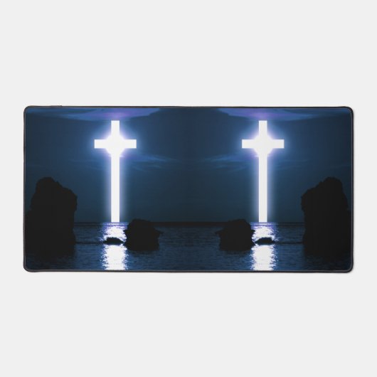 Kruis over water avond zonsondergang artistieke fo bureaumat (Voorkant)
