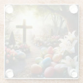 Kruis/Paasei/Lilly Glazen Onderzetter (Achterkant)