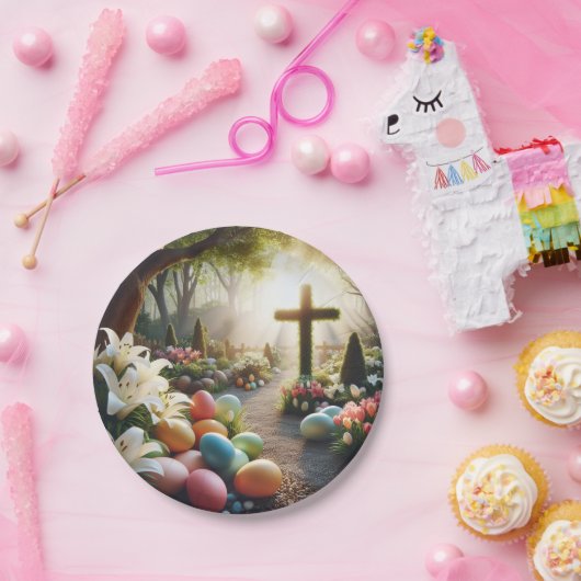 Kruis/Paasei/Lilly Papieren Bordje (Feest)