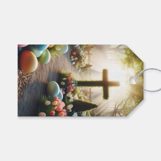 Kruis/Pasen ei/Lilly Cadeaulabel (Voorkant (Horizontaal))