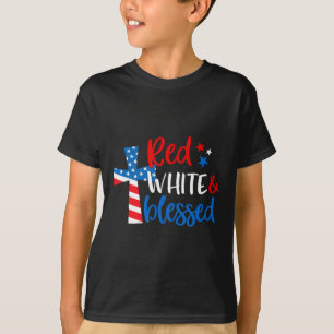 Kruis rood wit & gezegende 4 juli mannen vrouw t-shirt