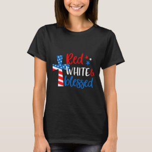 Kruis rood wit & gezegend 4 juli mannen vrouwen t-shirt