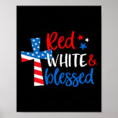 Kruis Rood Wit & versterker; Gezegend 4 juli Manne Poster (Voorkant)